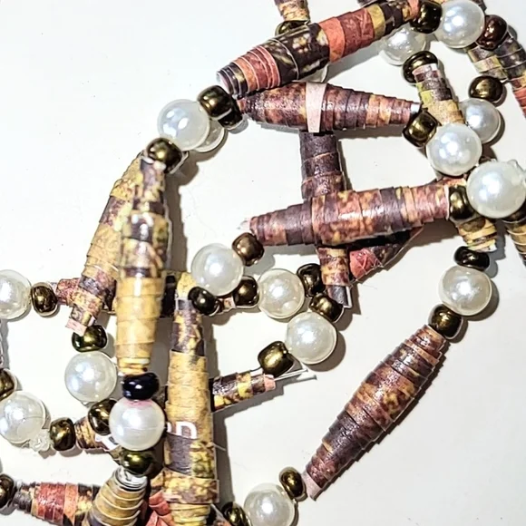 2 ROLLED PAPER BEAD NECKLACES - LIGHTWEIGHT - ABOUT 28" LONG EACH - Picture 6 of 6